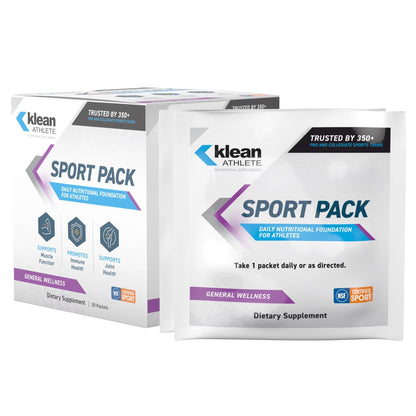 Klean Athlete Klean Sport Pack - Contains Magnesium Glycinate, Vitamin D & Omega-3 - Supports Muscle, Joint & Immune Health - NSF Certified - Daily Nutritional Supplement for Athletes - 30 Packets - dailyvitalstore