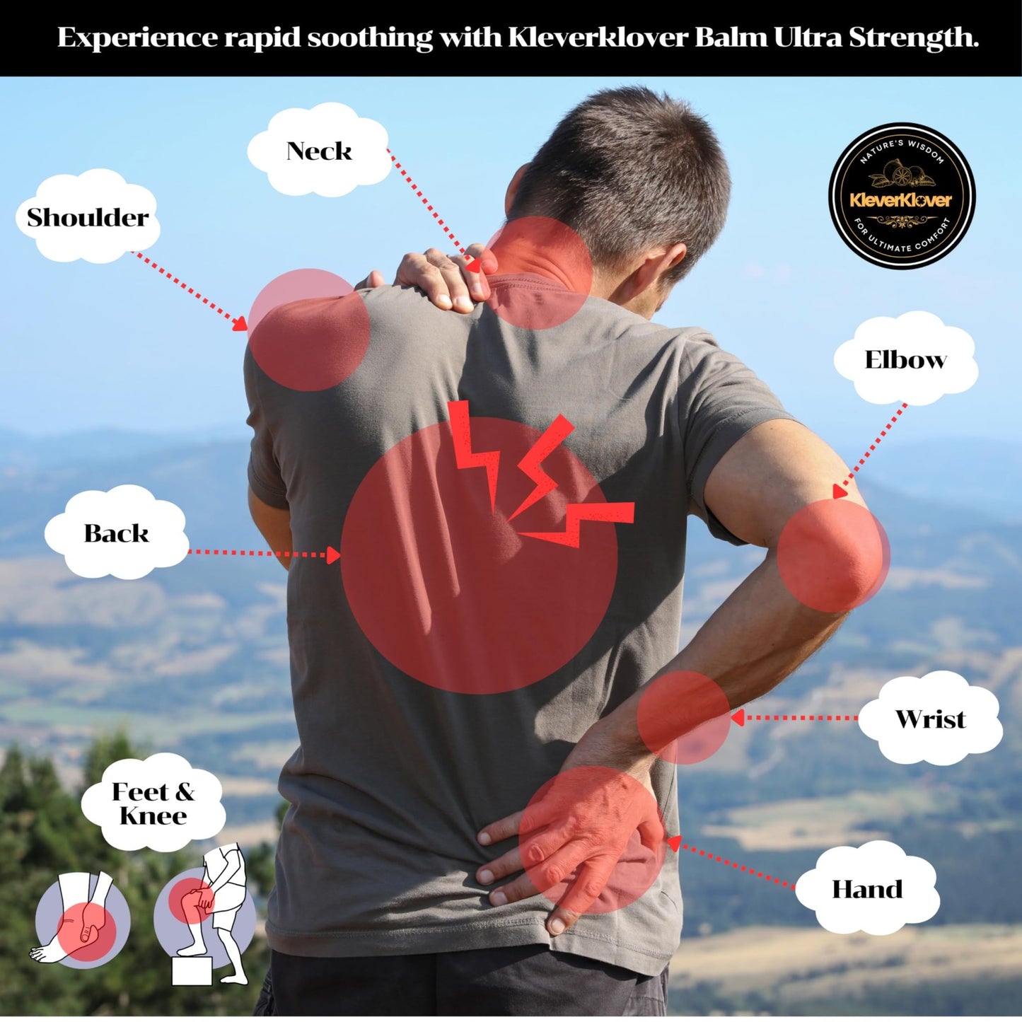 KleverKlover Back and Neck Aromatherapy Balm Ultra Strength for Healing Sore Muscle & Joint After Workout or Yoga - Plai Oil - Preservative Free- Citrus Scent + Free Massage Reflexology Wooden Stick - dailyvitalstore