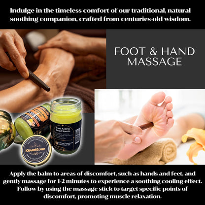 KleverKlover Back and Neck Aromatherapy Balm Ultra Strength for Healing Sore Muscle & Joint After Workout or Yoga - Plai Oil - Preservative Free- Citrus Scent + Free Massage Reflexology Wooden Stick - dailyvitalstore