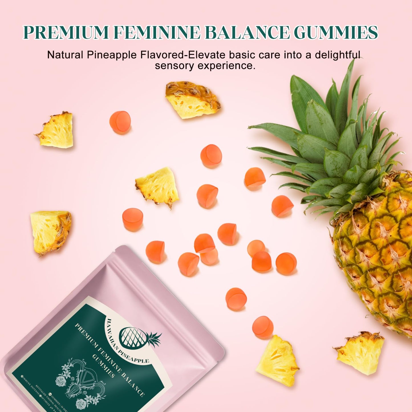 KLKIT Premium Feminine Balance Gummies, Pineapple Vaginal Probiotics for Women, pH Balance Feminine Gummies for Immune Support, Vegan & Gluten Free, 60 Count (30 Servings) - dailyvitalstore