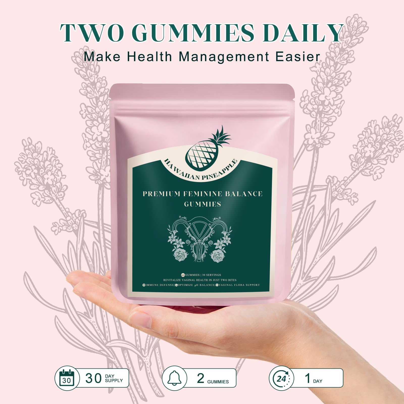 KLKIT Premium Feminine Balance Gummies, Pineapple Vaginal Probiotics for Women, pH Balance Feminine Gummies for Immune Support, Vegan & Gluten Free, 60 Count (30 Servings) - dailyvitalstore