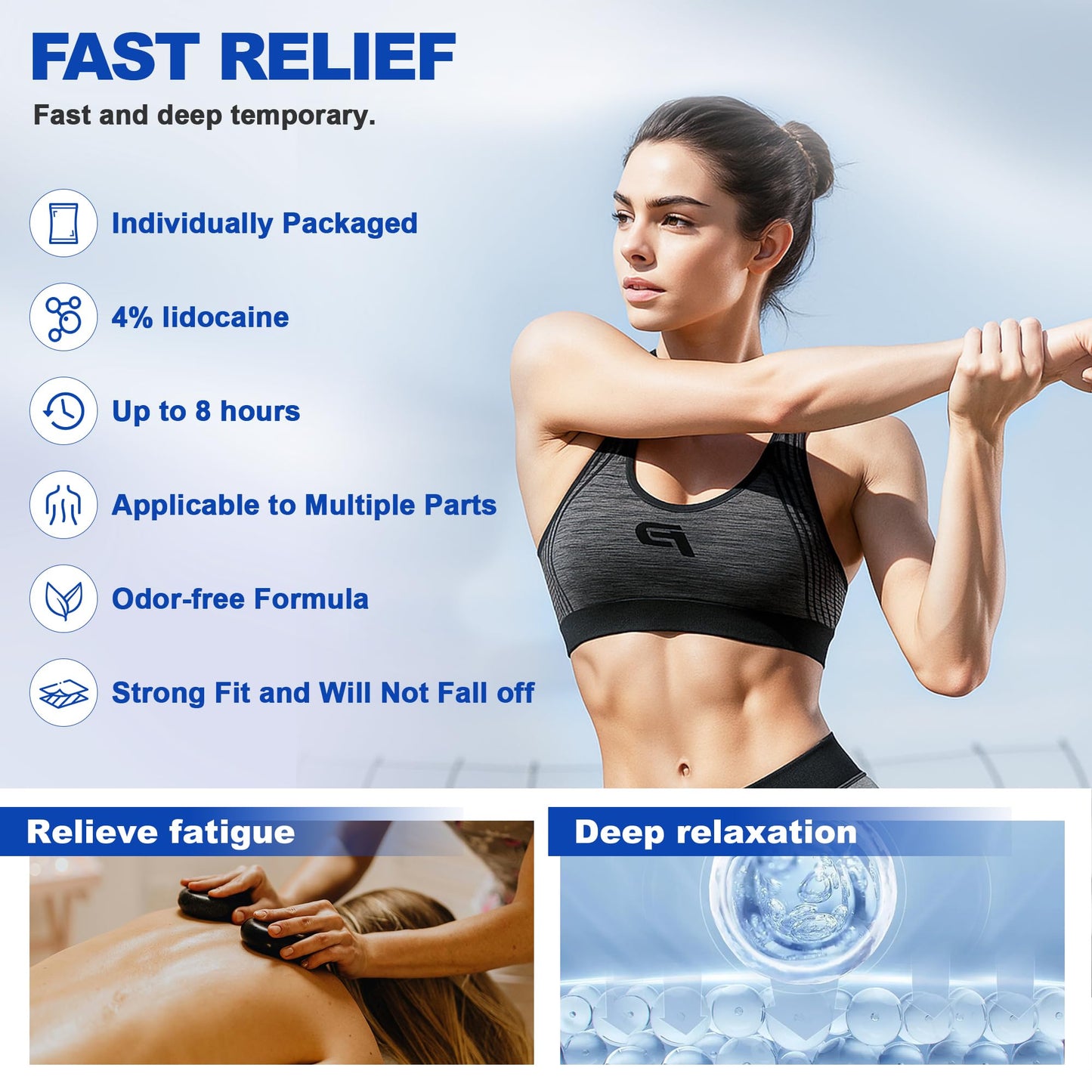 Kocowo 4% Lidocaine Maximum Strength Pain Relief Gel Patches with Auxiliary Patches for Neck Back Knee Joint Ache Muscle Soreness, 3.9” x 5.5”, 32-Count Box, NDC：83559-010-01 - dailyvitalstore