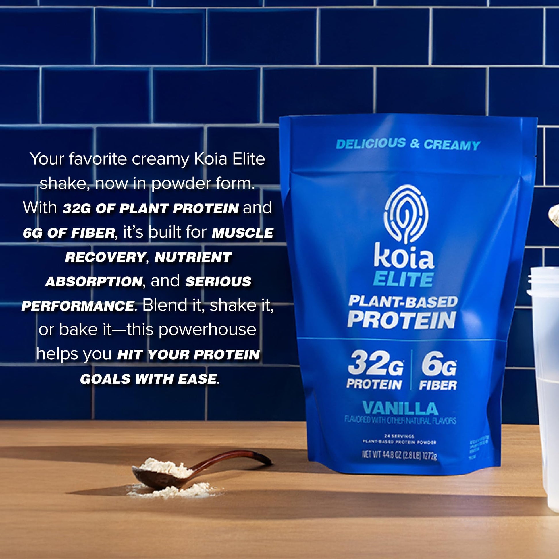 Koia Plant Based Protein Elite Powder, Vanilla, 32g Protein, 4g Sugar, 6g Prebiotic Fiber, Pre & Post Workout, 21 Vitamins & Minerals, Dairy-Free, Gluten-Free, Non-GMO, 24 Servings, 44.8 Oz - dailyvitalstore