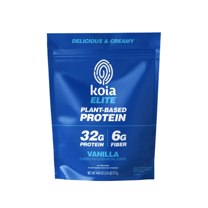 Koia Plant Based Protein Elite Powder, Vanilla, 32g Protein, 4g Sugar, 6g Prebiotic Fiber, Pre & Post Workout, 21 Vitamins & Minerals, Dairy-Free, Gluten-Free, Non-GMO, 24 Servings, 44.8 Oz - dailyvitalstore