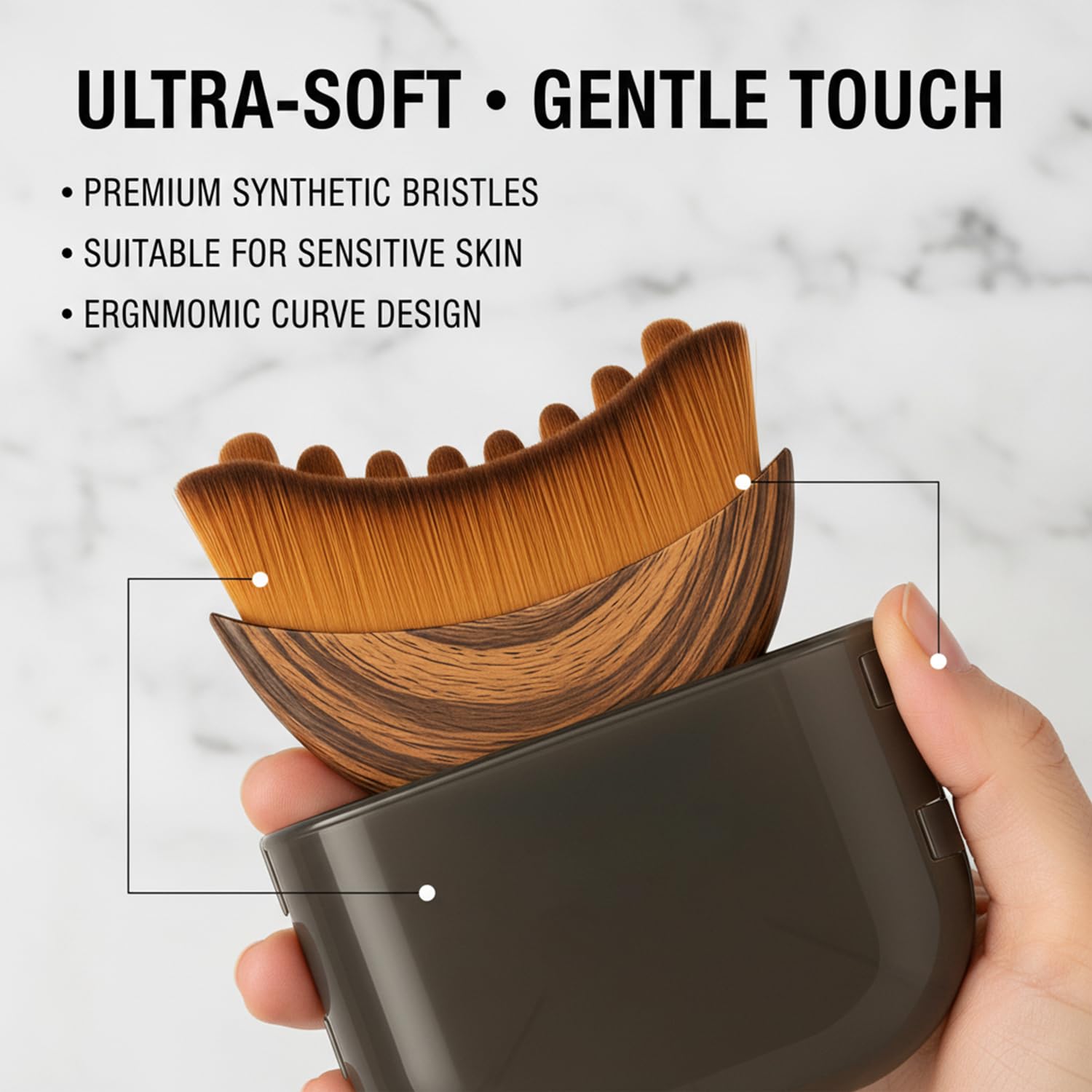 Kojiva Lymphatic Face Brush, Lymphatic Contour Face Brush Curved, Facial Lymphatic Drainage Massager Brush for Sculptingm, Reduce Puffiness & Double Chin Reducer, Improves Skin Glow Absorption (1PCS) - dailyvitalstore