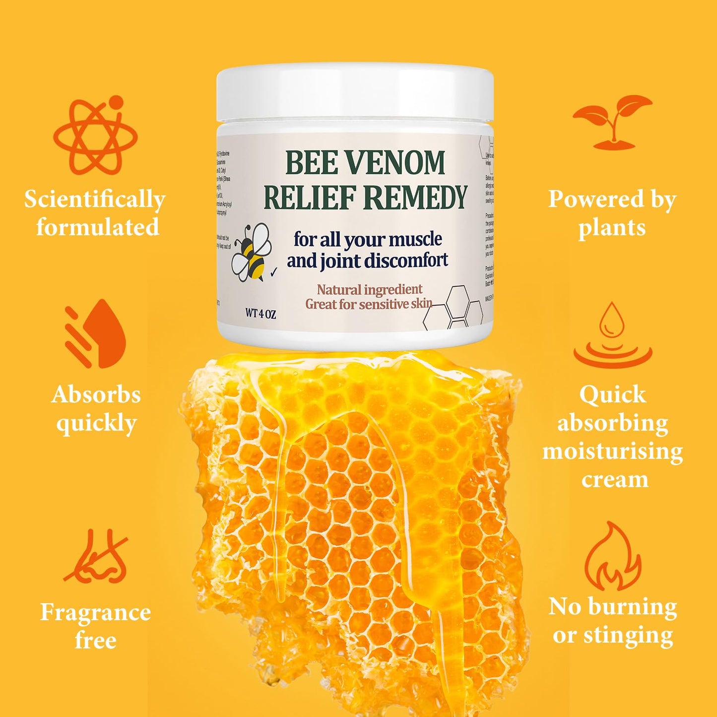 KOKOMAANE Bee Venom Muscle Cream, Maximum Strength Joint & Bone Soothing Ointment, for Shoulder, Back, Neck, Hands, Knuckle, Elbow, Feet, Leg, Knees, Ankle, Arthritis, Meniscus, for Adults, Elder - dailyvitalstore