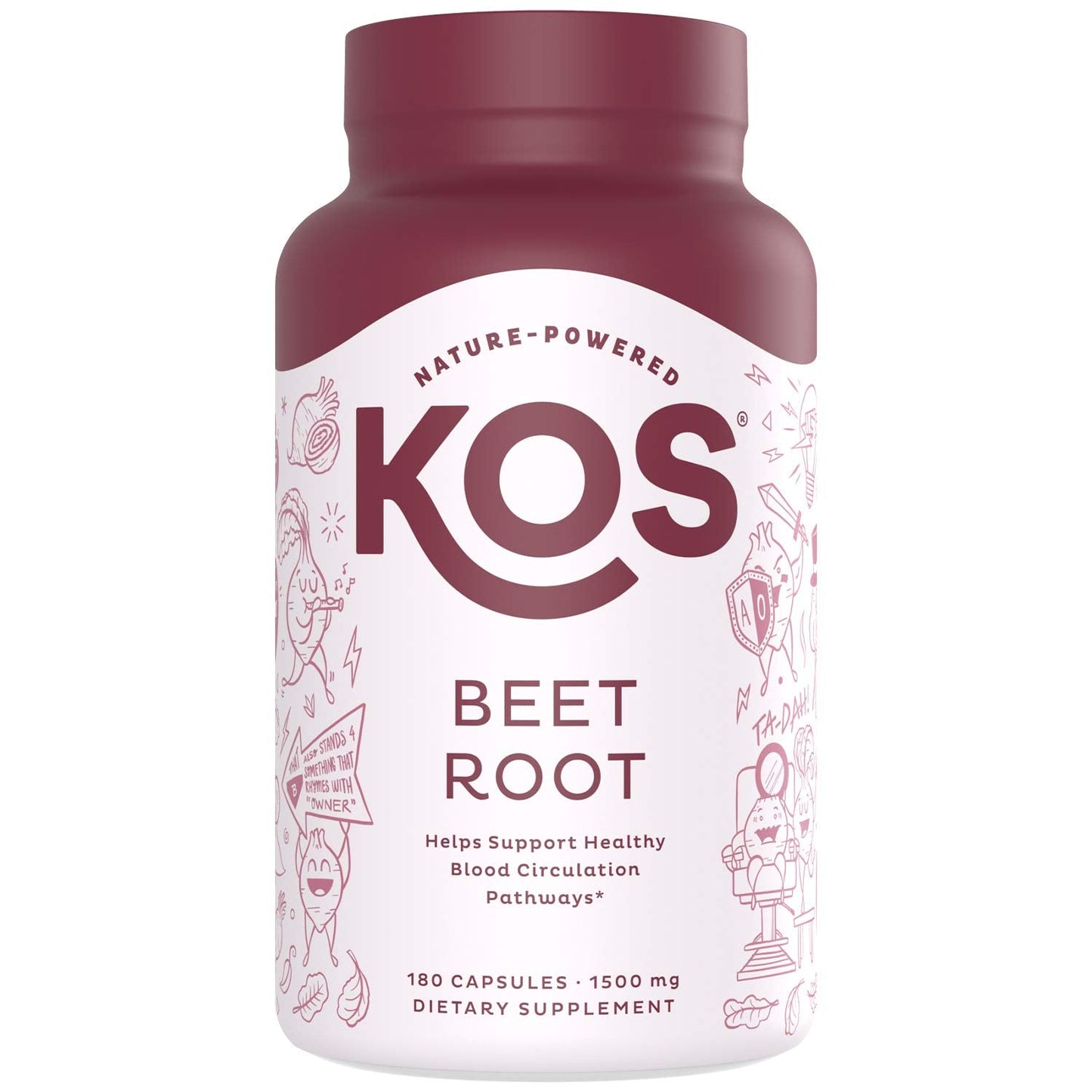 KOS Organic Beetroot Capsules 1500mg - USDA Organic, Antioxidant Power from Organic Beet Root Superfood, Supports Healthy & Active Lifestyle - Non-GMO, - dailyvitalstore