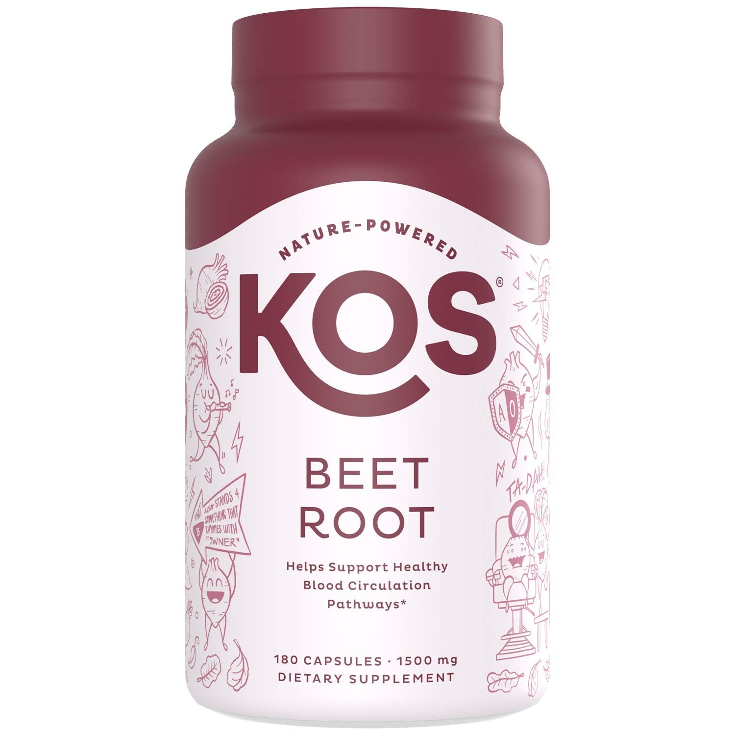 KOS Organic Beetroot Capsules 1500mg - USDA Organic, Antioxidant Power from Organic Beet Root Superfood, Supports Healthy & Active Lifestyle - Non-GMO, - dailyvitalstore