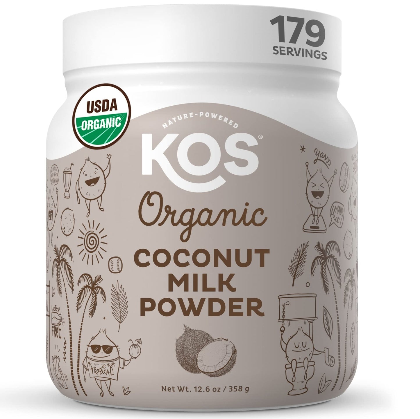 KOS Organic Coconut Milk Powder, USDA Certified Organic - 0g Sugar, MCT Plant Based Creamer for Coffee, Smoothies, Vegan, Keto, Paleo Friendly, Non-GMO, Gluten or Dairy- 12.6oz, 179 Servings - dailyvitalstore