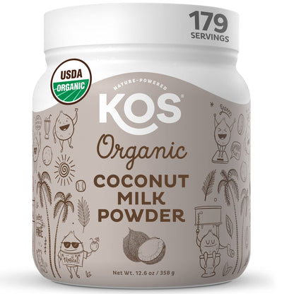 KOS Organic Coconut Milk Powder, USDA Certified Organic - 0g Sugar, MCT Plant Based Creamer for Coffee, Smoothies, Vegan, Keto, Paleo Friendly, Non-GMO, Gluten or Dairy- 12.6oz, 179 Servings - dailyvitalstore