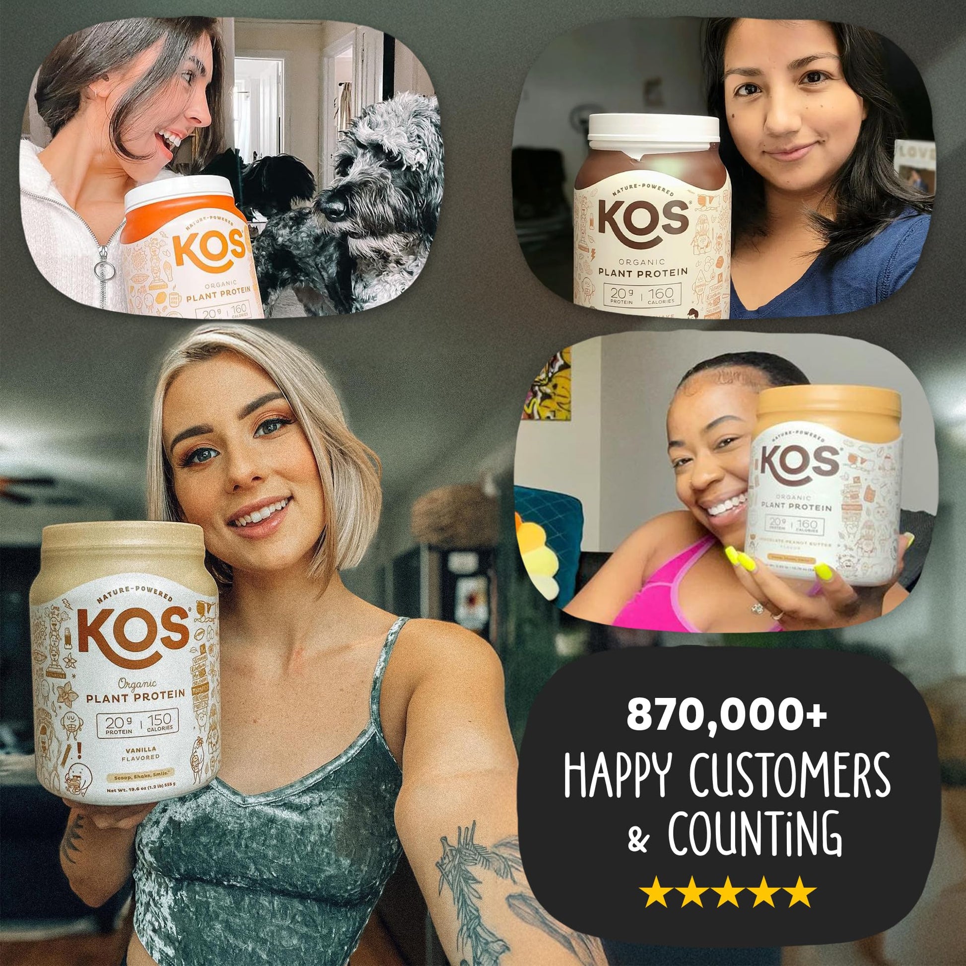 KOS Vegan Protein Powder Erythritol Free, Vanilla USDA Organic - Pea Protein Blend, Plant Based Superfood Rich in Vitamins & Minerals - Keto, Dairy Free - Meal Replacement for Women & Men, 28 Servings - dailyvitalstore