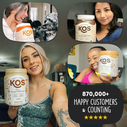 KOS Vegan Protein Powder Erythritol Free, Vanilla USDA Organic - Pea Protein Blend, Plant Based Superfood Rich in Vitamins & Minerals - Keto, Dairy Free - Meal Replacement for Women & Men, 28 Servings - dailyvitalstore
