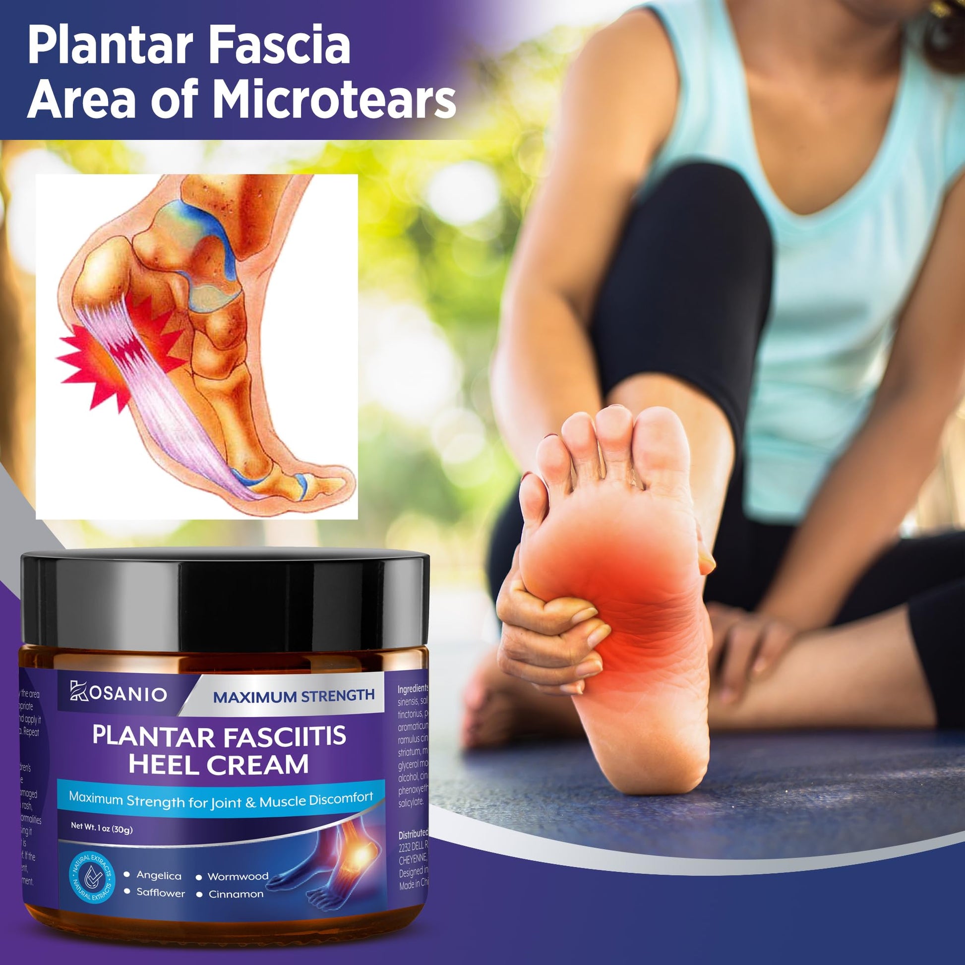 KOSANIO Plantar Fasciitis Relief Cream - Heel Discomfort Relief for Plantar Fasciitis, Foot, Knee, Hands, Legs - Natural Herbal Concentrate Formula - (30g / 1 oz (Pack of 1)) - dailyvitalstore