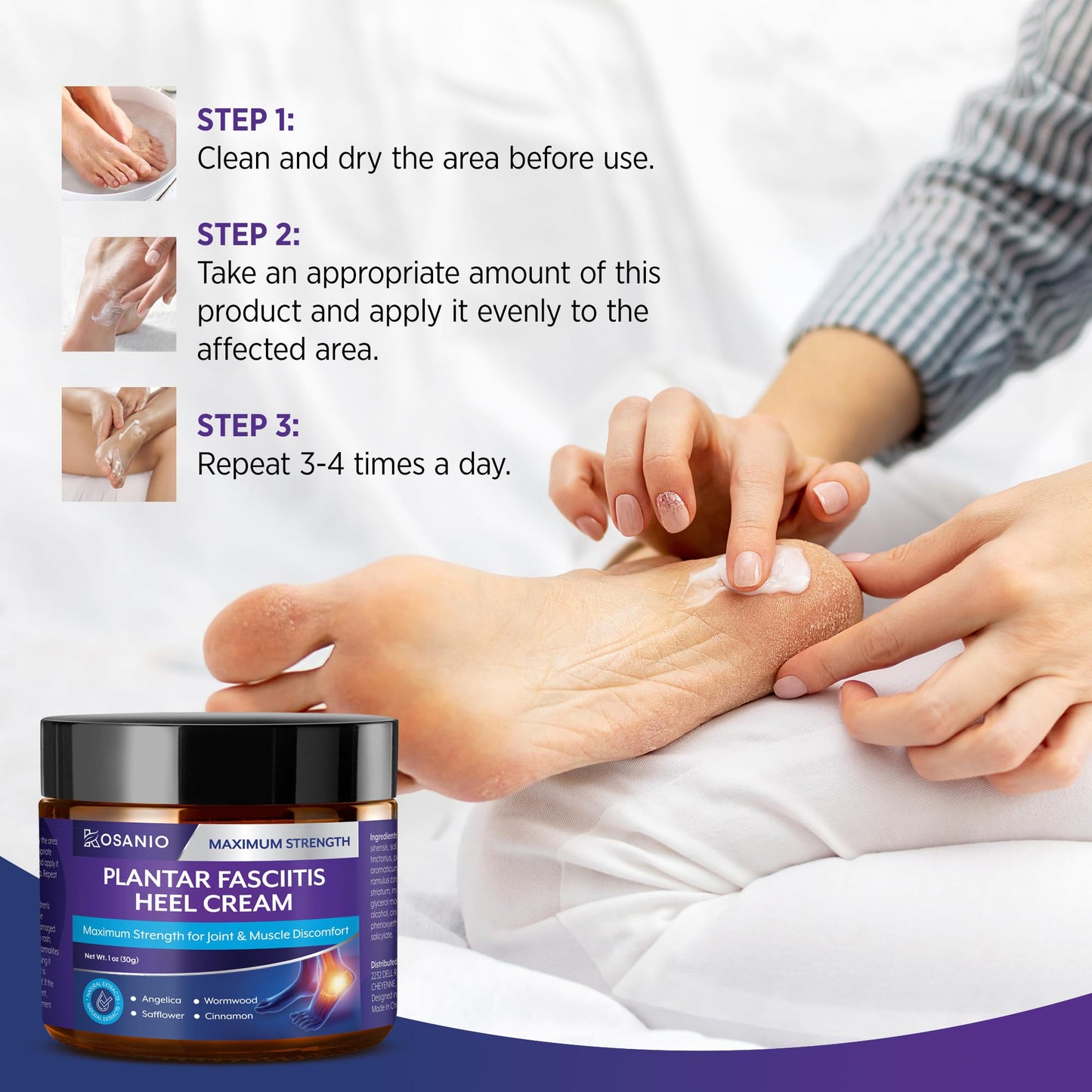 KOSANIO Plantar Fasciitis Relief Cream - Heel Discomfort Relief for Plantar Fasciitis, Foot, Knee, Hands, Legs - Natural Herbal Concentrate Formula - (30g / 1 oz (Pack of 1)) - dailyvitalstore