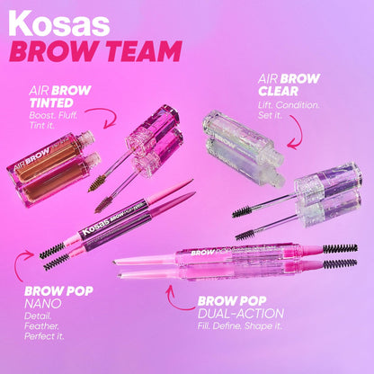 Kosas Air Brow Tinted Eyebrow Gel – Volumizing Brow Gel with Flexible Long-Lasting Hold, Medium Brown - dailyvitalstore