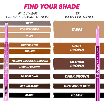 Kosas Brow Pop Eyebrow Pencil – Brow Pencil with Spoolie, Medium Brown - dailyvitalstore