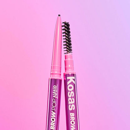 Kosas Brow Pop Nano Eyebrow Pencil – Ultra-Fine 1mm Micro Brow Pencil with Spoolie, Medium Brown - dailyvitalstore