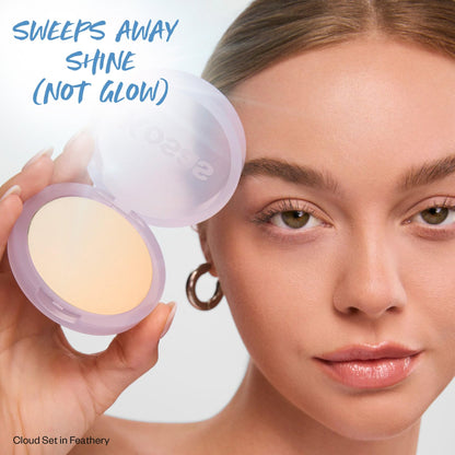 Kosas Cloud Set Baked Setting Powder, Face Powder Makeup for Shine Control, Soft Natural Finish, Clean Beauty Formula, Feathery, Sheer Light Medium - dailyvitalstore