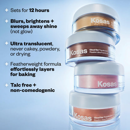 Kosas Cloud Set Loose Setting Powder – Talc-Free Translucent Face Powder for Oil Control, Ultra Sheer Pink - dailyvitalstore