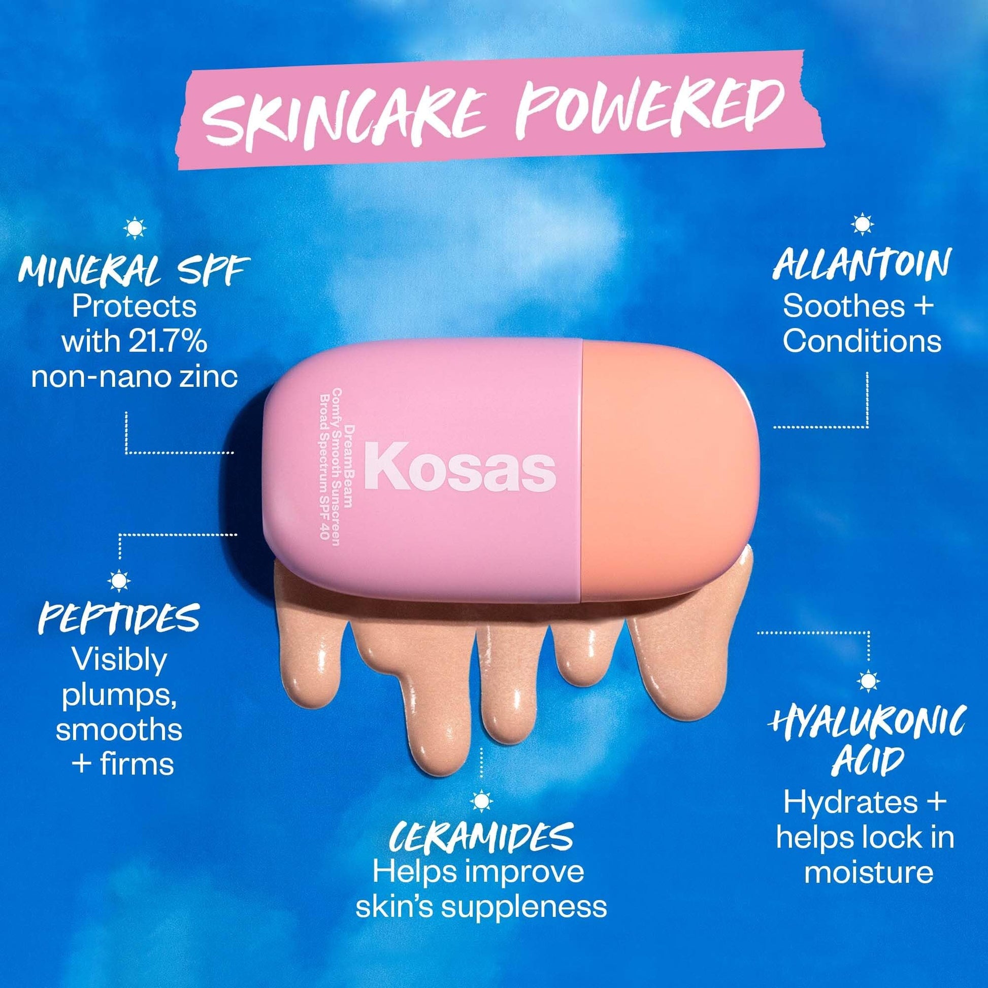 Kosas DreamBeam SPF 40 Mineral Sunscreen for Face + Makeup Prep – Lightweight Hydrating Sun Protection, 40 ml - dailyvitalstore