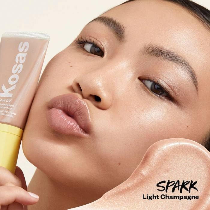 Kosas Glow I.V. - Vitamin-Infused Skin Illuminating Enhancer - Spark. Bonus Premium Korean Sheet Masque with Collagen - dailyvitalstore