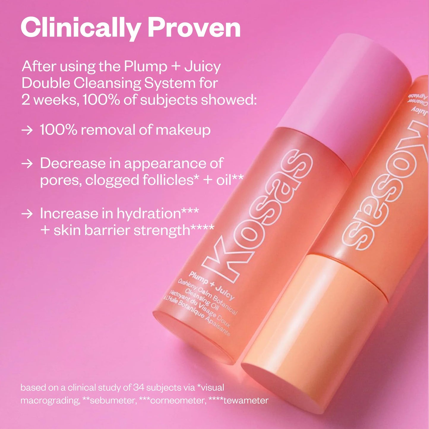 Kosas Plump + Juicy Cushiony Calm Botanical Cleansing Oil – Hydrating Makeup Remover for Sensitive Skin, Non-Greasy Oil Cleanser with Ceramides & Squalane for Soft, Soothed Skin - dailyvitalstore
