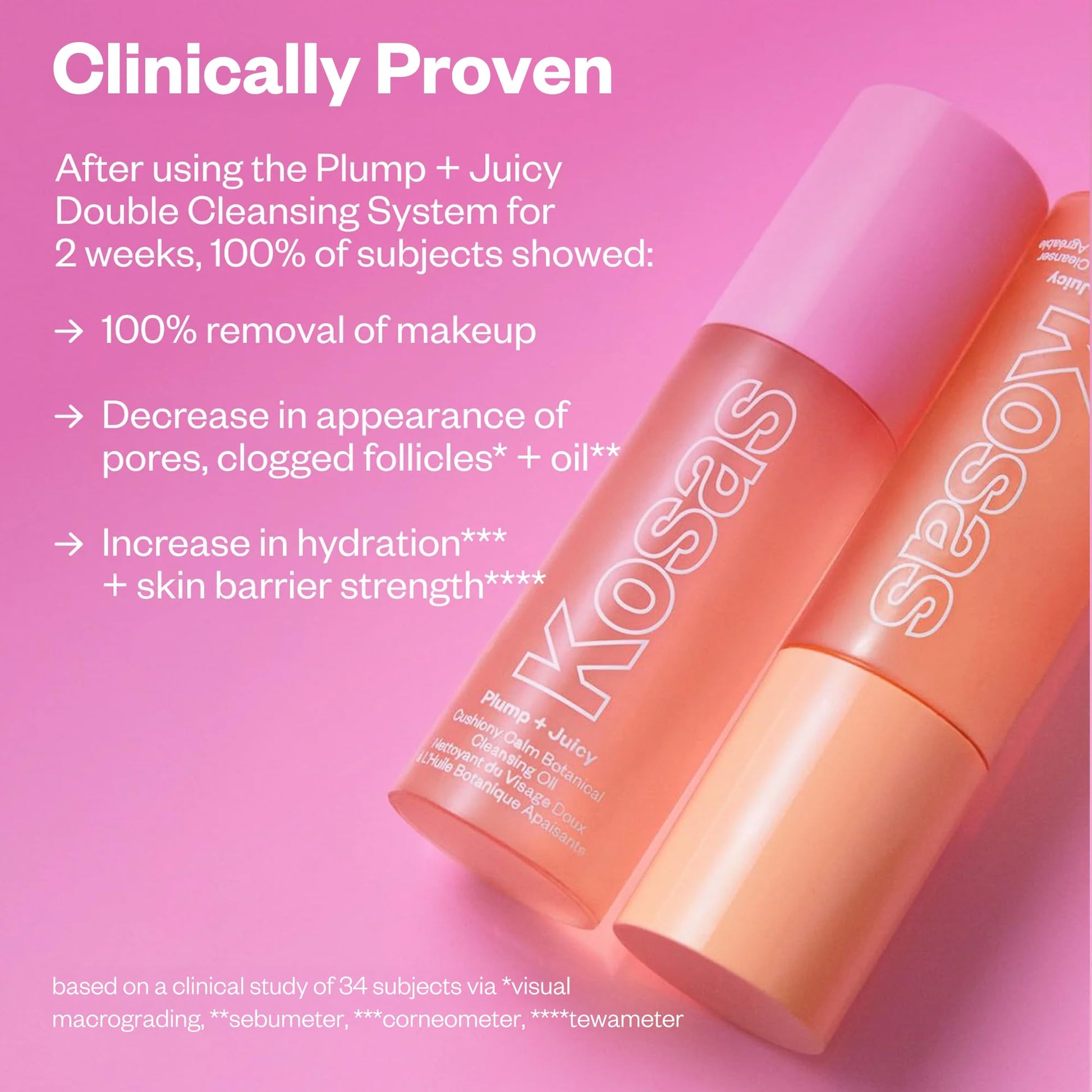 Kosas Plump + Juicy Cushiony Calm Botanical Cleansing Oil – Hydrating Makeup Remover for Sensitive Skin, Non-Greasy Oil Cleanser with Ceramides & Squalane for Soft, Soothed Skin - dailyvitalstore