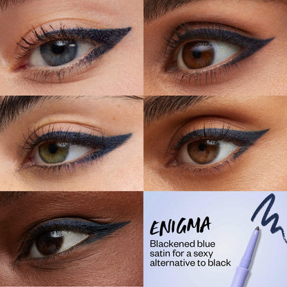 Kosas Soulgazer Gel Eyeliner (Enigma) - Waterproof, Smudge-Proof Pen with Hyaluronic Acid - Retractable Eyeliner Pencil with Sharpener & Smudger, Long-Lasting - Blackened Blue Satin - dailyvitalstore