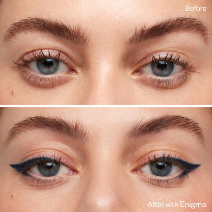 Kosas Soulgazer Gel Eyeliner (Enigma) - Waterproof, Smudge-Proof Pen with Hyaluronic Acid - Retractable Eyeliner Pencil with Sharpener & Smudger, Long-Lasting - Blackened Blue Satin - dailyvitalstore