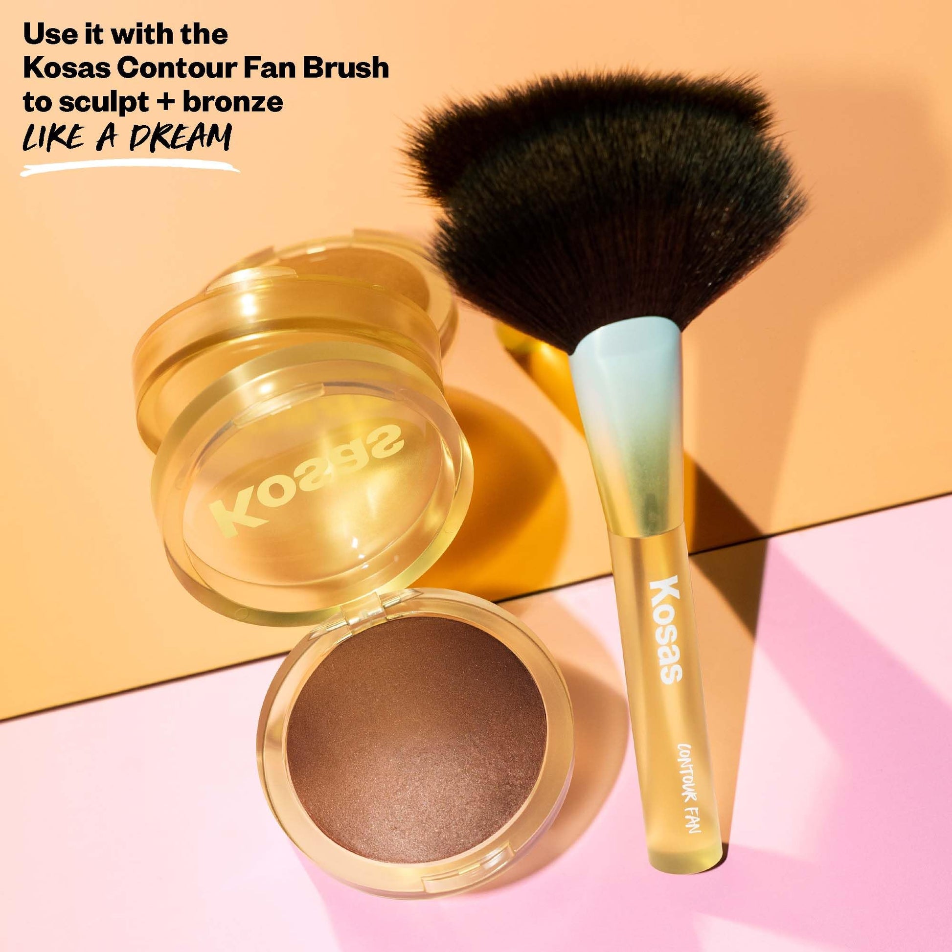 Kosas Sun Show Glowy Warmth Baked Bronzer - Contouring Powder for Cheekbones, Nose & Jawline - Enriched with Concentrated Fatty Acids - Talc-Free, Vegan & Hypoallergenic - Escape - dailyvitalstore