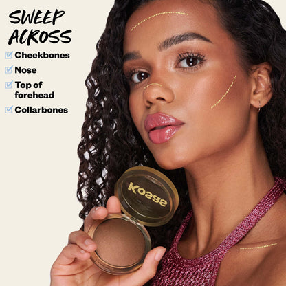 Kosas Sun Show Glowy Warmth Baked Bronzer - Contouring Powder for Cheekbones, Nose & Jawline - Enriched with Concentrated Fatty Acids - Talc-Free, Vegan & Hypoallergenic - Escape - dailyvitalstore