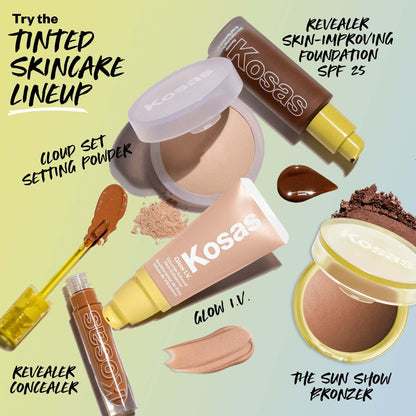 Kosas Sun Show Glowy Warmth Baked Bronzer - Contouring Powder for Cheekbones, Nose & Jawline - Enriched with Concentrated Fatty Acids - Talc-Free, Vegan & Hypoallergenic - Tropic - dailyvitalstore