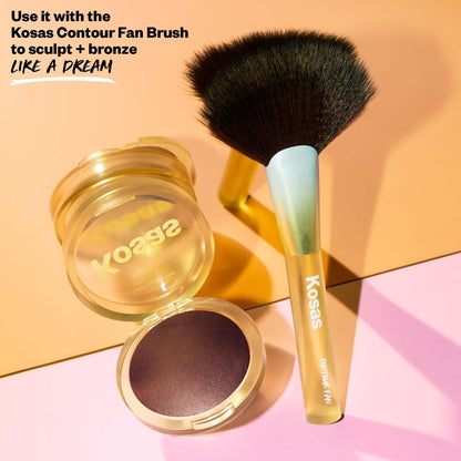 Kosas Sun Show Glowy Warmth Baked Bronzer - Contouring Powder for Cheekbones, Nose & Jawline - Enriched with Concentrated Fatty Acids - Talc-Free, Vegan & Hypoallergenic - Tropic - dailyvitalstore