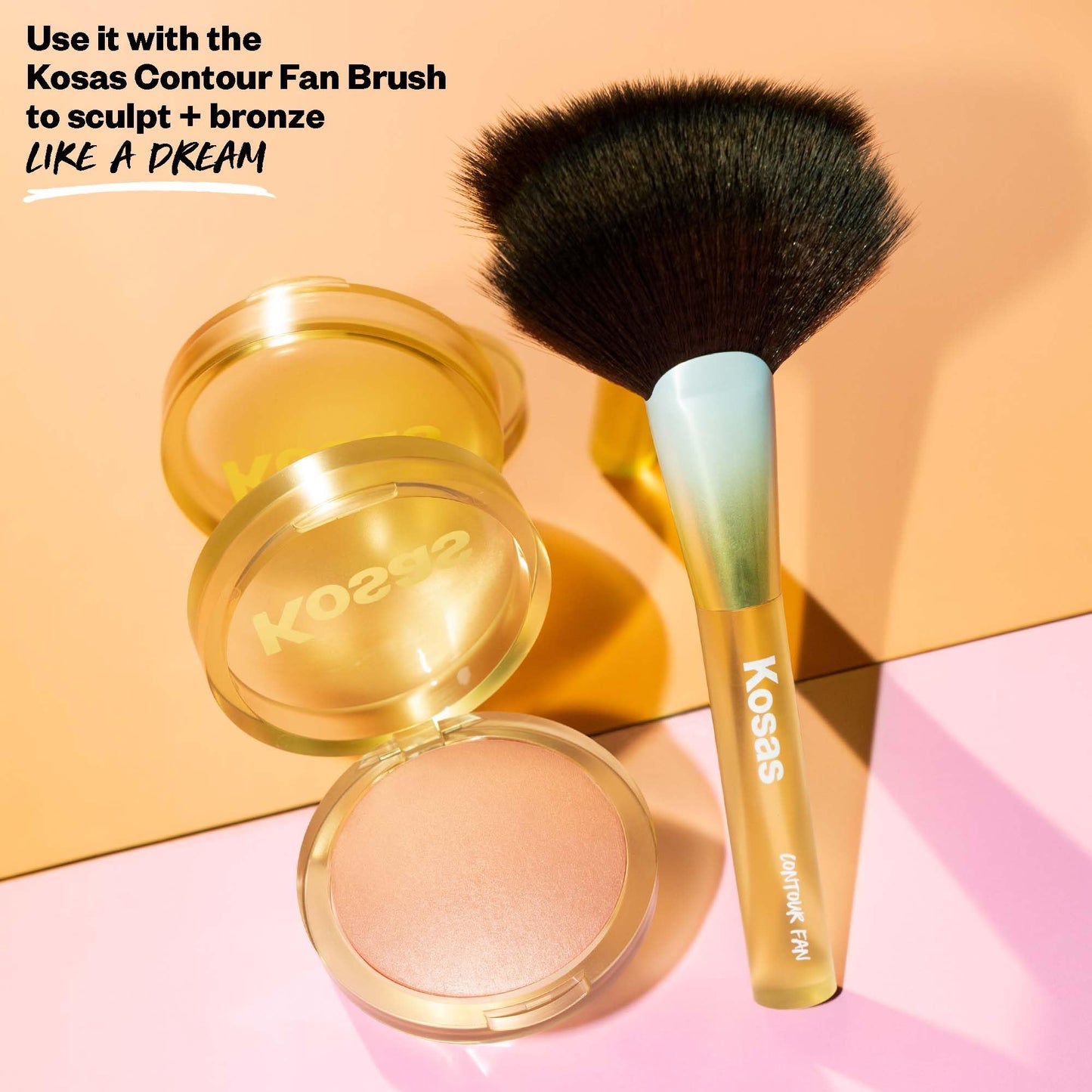 Kosas Sun Show Glowy Warmth Baked Bronzer - Contouring Powder for Cheekbones, Nose & Jawline - Enriched with Concentrated Fatty Acids - Talc-Free, Vegan & Hypoallergenic - Waves - dailyvitalstore
