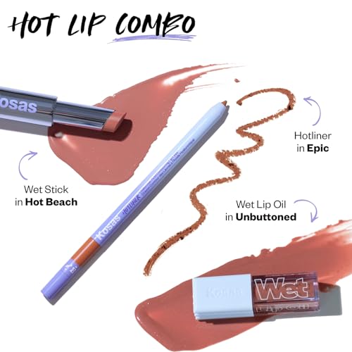 Kosas Wet Lip Oil Gloss - Hydrating Lip Plumping Treatment with Hyaluronic Acid & Peptides, Non-Sticky Finish (Unbuttoned) - dailyvitalstore