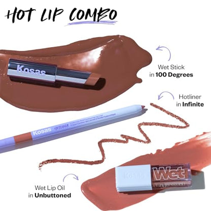 Kosas Wet Lip Oil Gloss - Hydrating Lip Plumping Treatment with Hyaluronic Acid & Peptides, Non-Sticky Finish (Unbuttoned) - dailyvitalstore