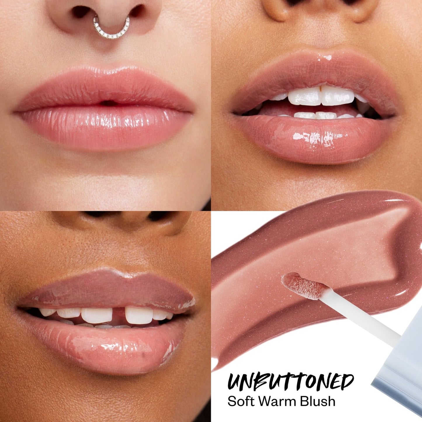 Kosas Wet Lip Oil Gloss - Hydrating Lip Plumping Treatment with Hyaluronic Acid & Peptides, Non-Sticky Finish (Unbuttoned) - dailyvitalstore
