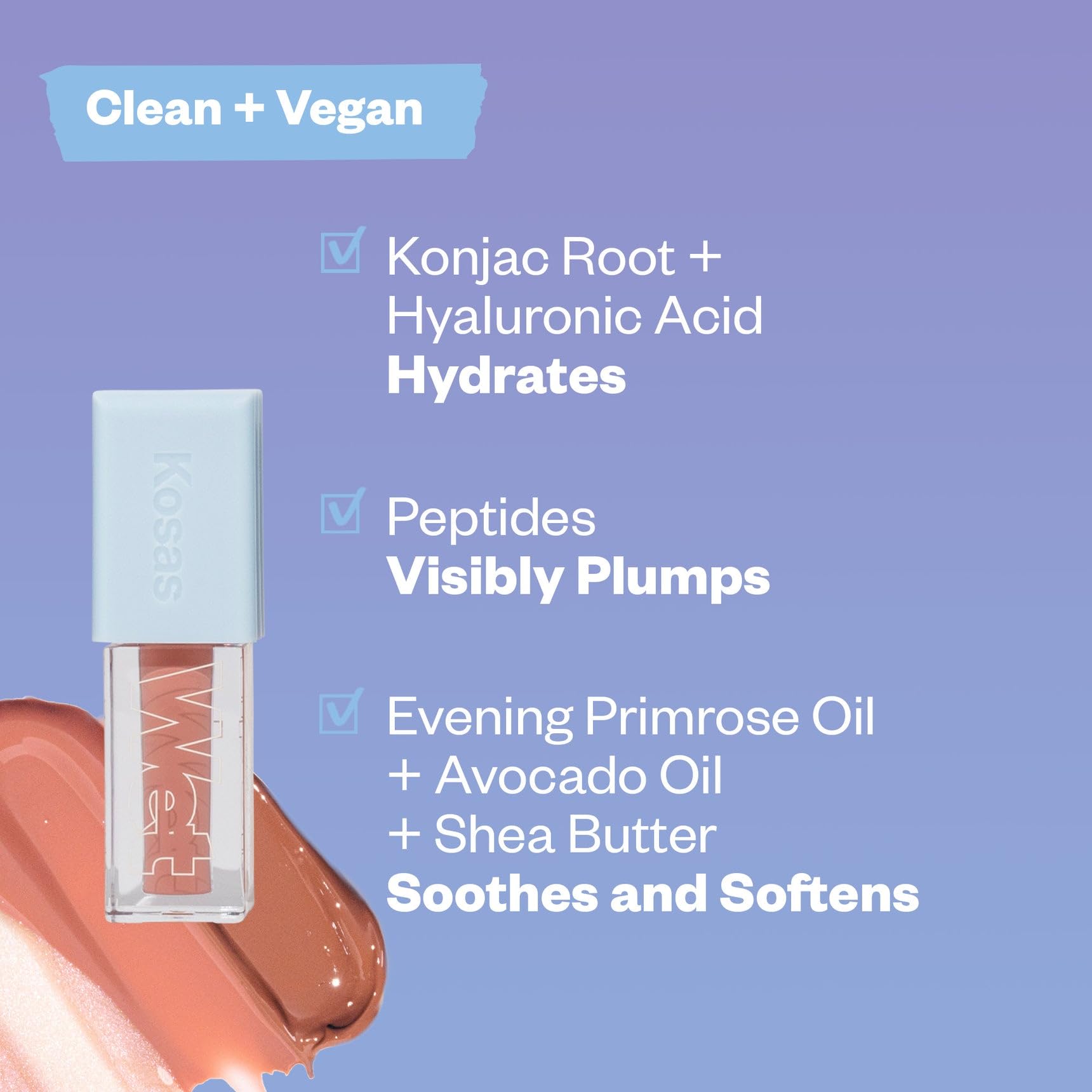 Kosas Wet Lip Oil Gloss - Hydrating Lip Plumping Treatment with Hyaluronic Acid & Peptides, Non-Sticky Finish (Unbuttoned) - dailyvitalstore