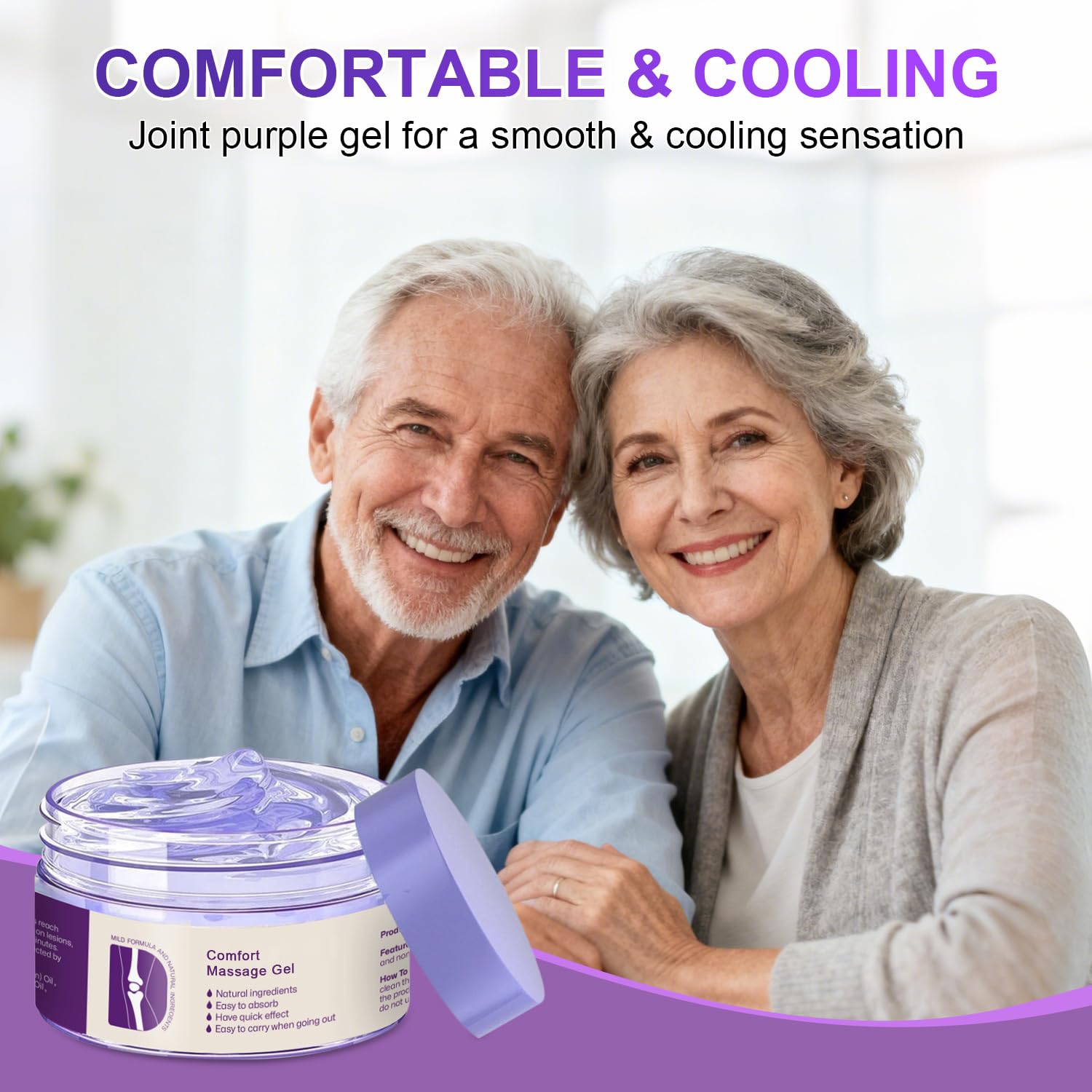 Kresin Joint Comfort Purple Gel, Kresin Joint Comfort Massage Gel, Soothes Discomfort for Neck, Back, Knees, Lumbar, and Feet, Absorb Quickly and Non-Greasy, 1.76 OZ, Violet - dailyvitalstore