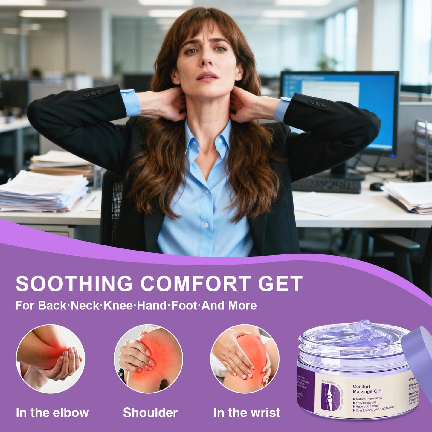 Kresin Joint Comfort Purple Gel, Kresin Joint Comfort Massage Gel, Soothes Discomfort for Neck, Back, Knees, Lumbar, and Feet, Absorb Quickly and Non-Greasy, 1.76 OZ, Violet - dailyvitalstore