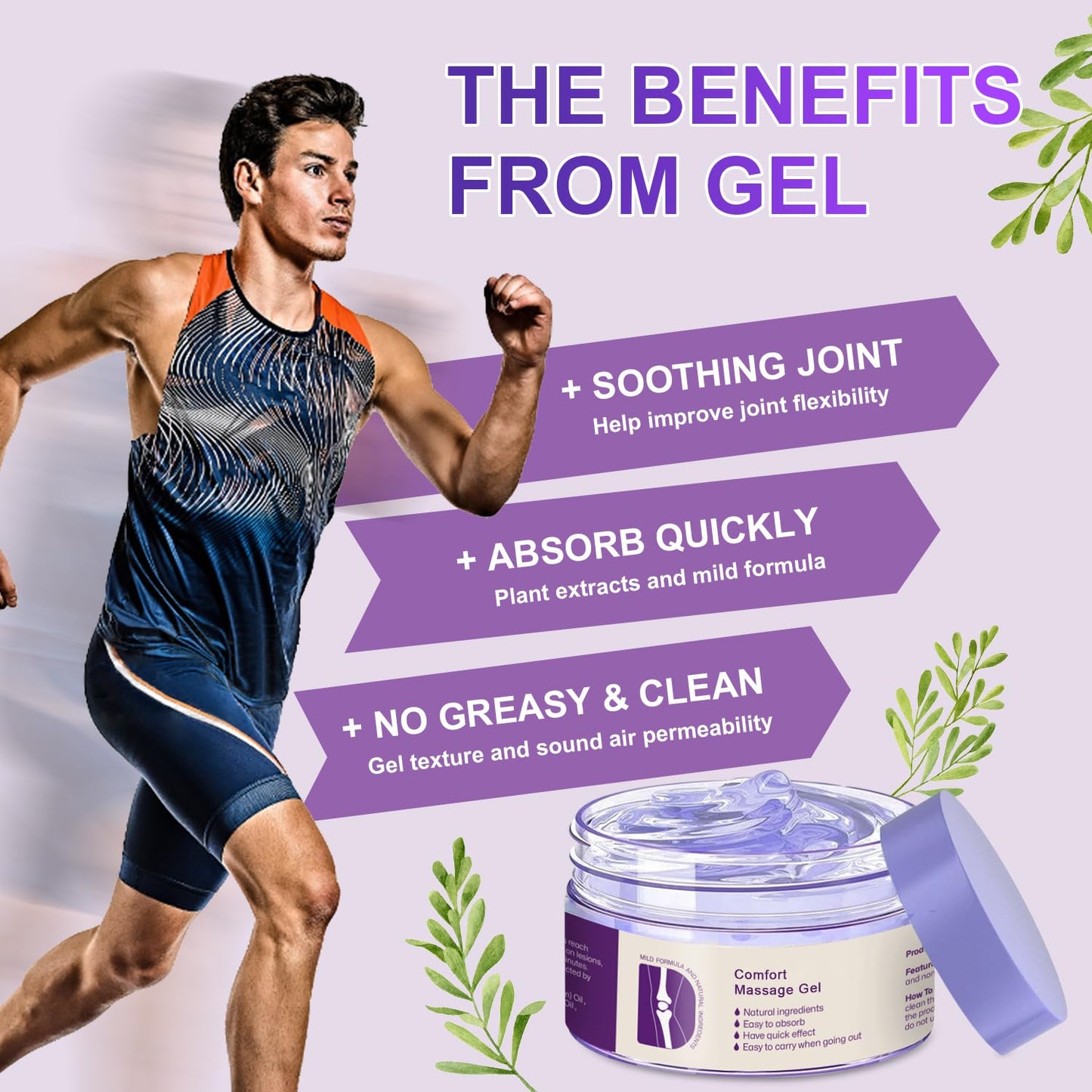 Kresin Joint Comfort Purple Gel, Kresin Joint Comfort Massage Gel, Soothes Discomfort for Neck, Back, Knees, Lumbar, and Feet, Absorb Quickly and Non-Greasy, 1.76 OZ, Violet - dailyvitalstore