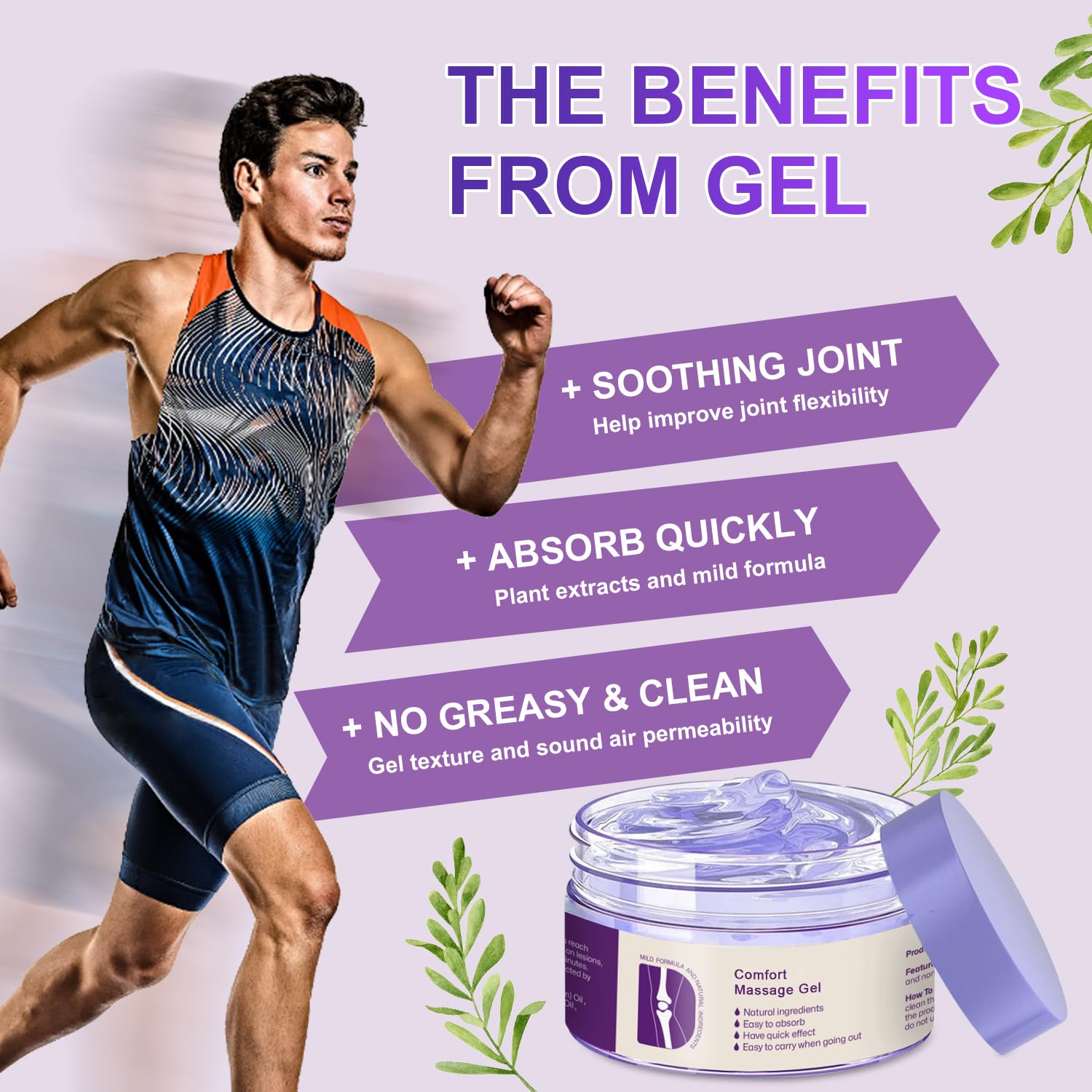 Kresin Joint Comfort Purple Gel, Kresin Joint Comfort Massage Gel, Soothes Discomfort for Neck, Back, Knees, Lumbar, and Feet, Absorb Quickly and Non-Greasy, 1.76 OZ, Violet - dailyvitalstore
