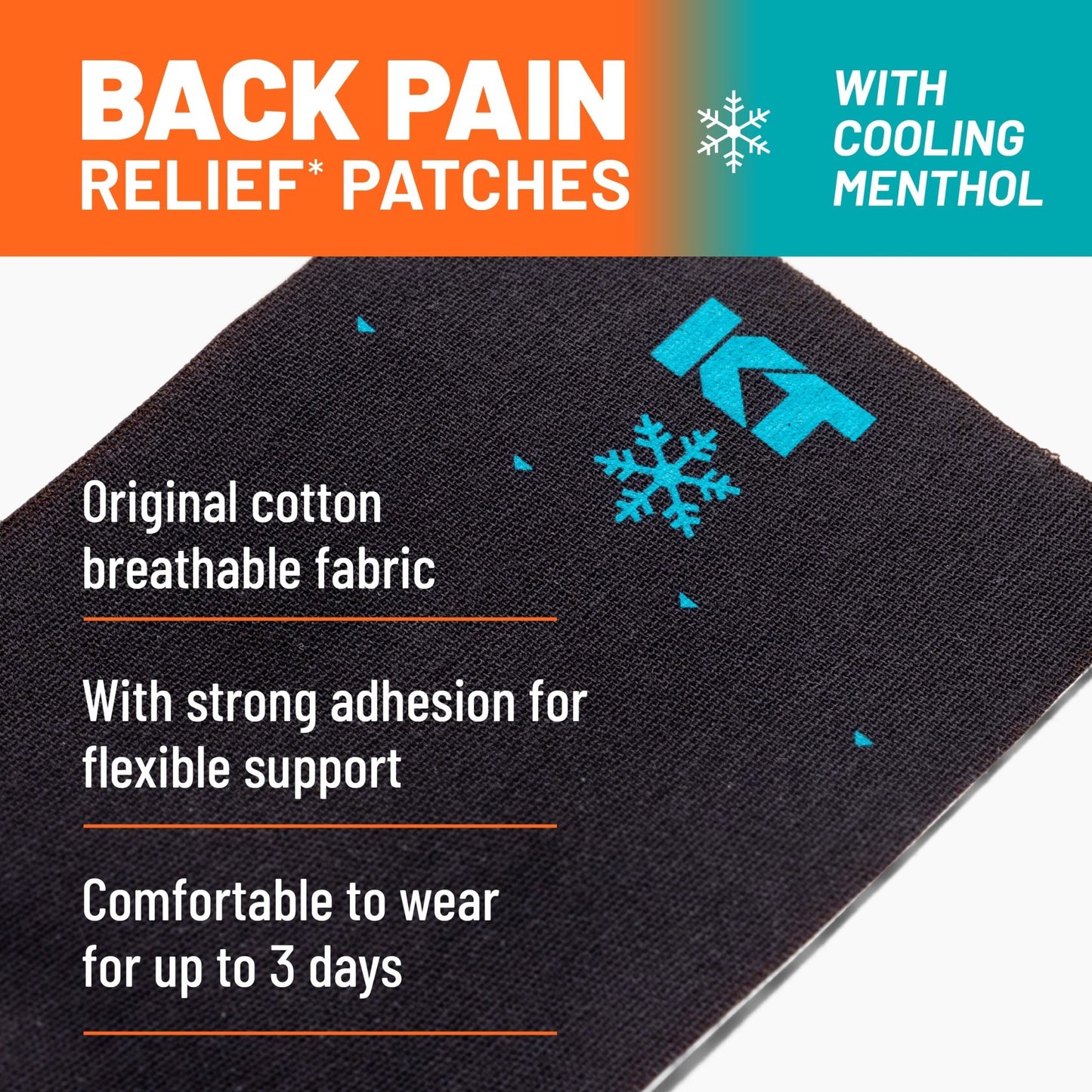 KT Tape, Back Pain Relief Patches, Extra Large 4"x10", Menthol Infused Kinesiology Tape, Cooling Pain Therapy, Everyday Long-Lasting Relief, 4 Count - dailyvitalstore