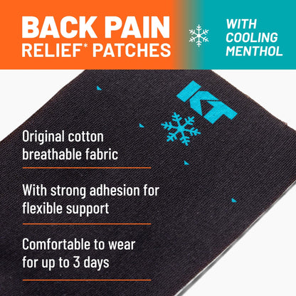 KT Tape, Back Pain Relief Patches, Extra Large 4"x10", Menthol Infused Kinesiology Tape, Cooling Pain Therapy, Everyday Long-Lasting Relief, 4 Count - dailyvitalstore