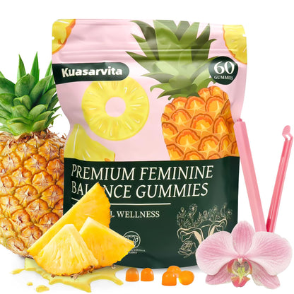 Kuasarvita Peeshlita Women’s Vaginal Probiotics Gummies – pH Balance Support + Feminine Wellness & Comfort, Pineapple Flavor, Natural Probiotic Blend – 60 Gummies - dailyvitalstore