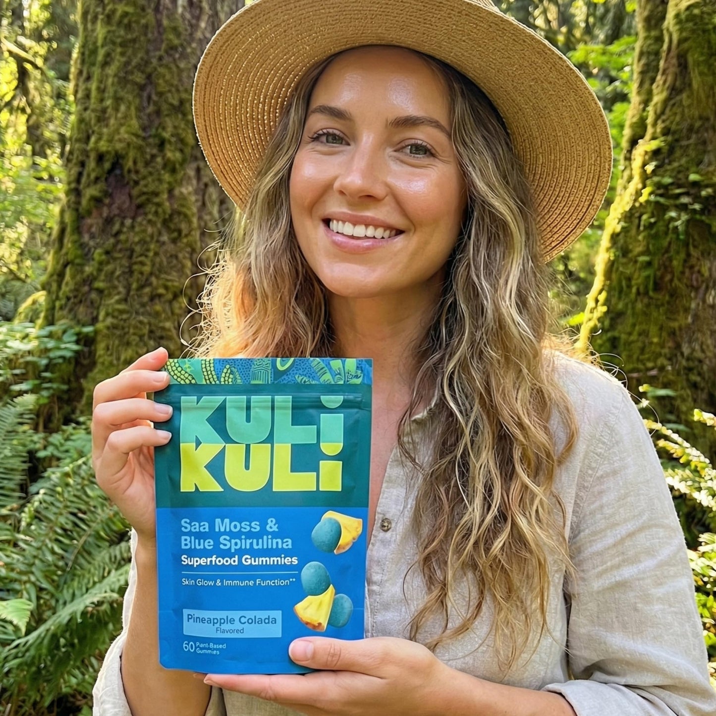 Kuli Kuli Sea Moss & Blue Spirulina Superfood Gummies - Pineapple Colada Flavor, 60 Count - Plant-Based Irish Sea Moss with Baobab & Vitamin C for Skin Glow, Immune Support & Collagen (1 Month Supply) - dailyvitalstore