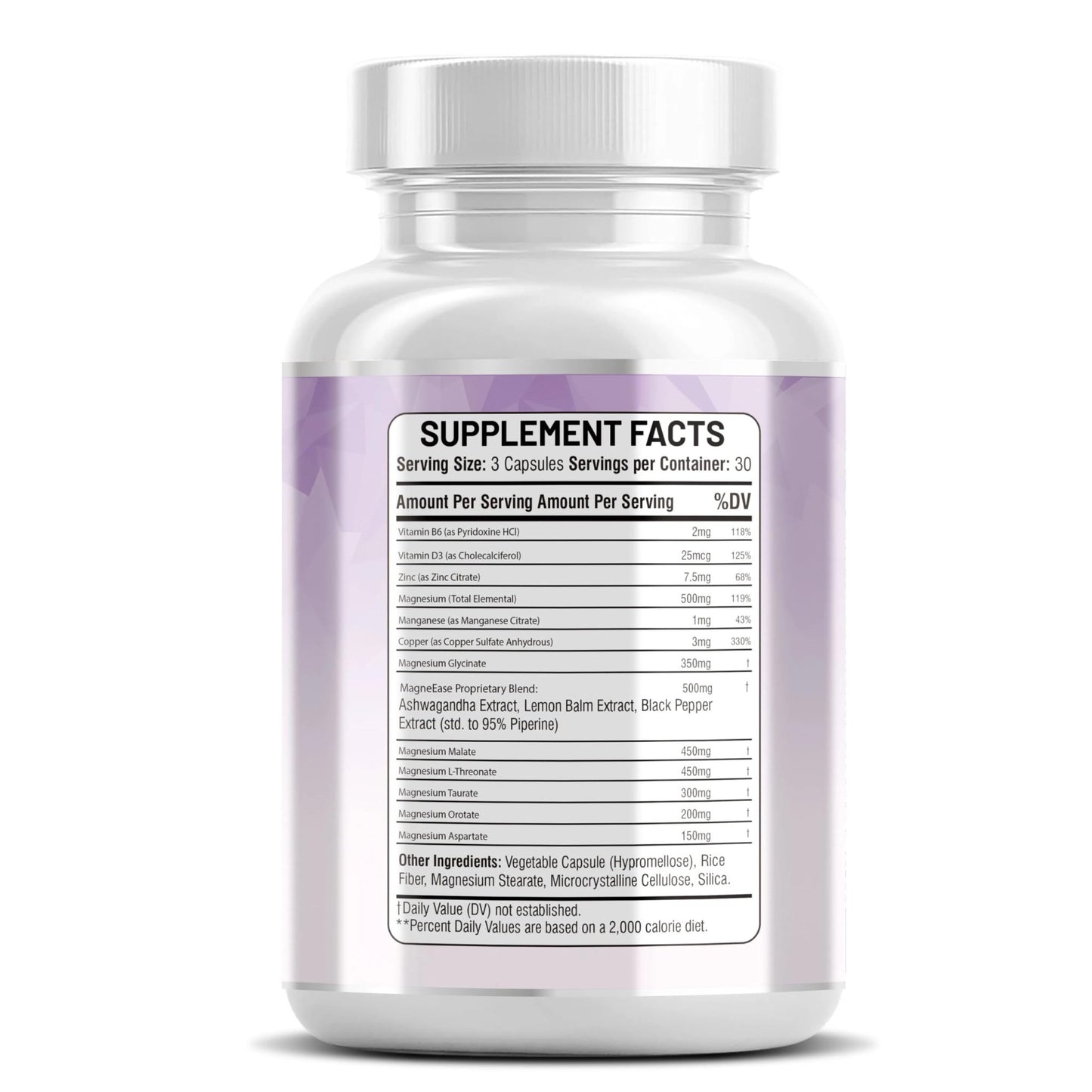 Kun Shafi Magnesium Complex with Magnesium Glycinate Malate, L-Threonate, Taurate, Orotate, Zinc,Aspartate, Copper Manganese & Vitamin D3 B6 Complex - 1Pack - dailyvitalstore