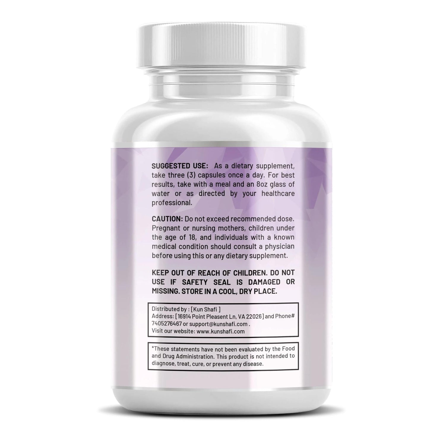 Kun Shafi Magnesium Complex with Magnesium Glycinate Malate, L-Threonate, Taurate, Orotate, Zinc,Aspartate, Copper Manganese & Vitamin D3 B6 Complex - 1Pack - dailyvitalstore