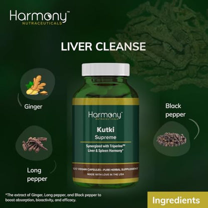 Kutki Supreme - Harmony Nutraceuticals Ayurvedic Medicine for Healthy Skin, Immune and Respiratory Systems - 120 Vegan Organic Capsules - dailyvitalstore