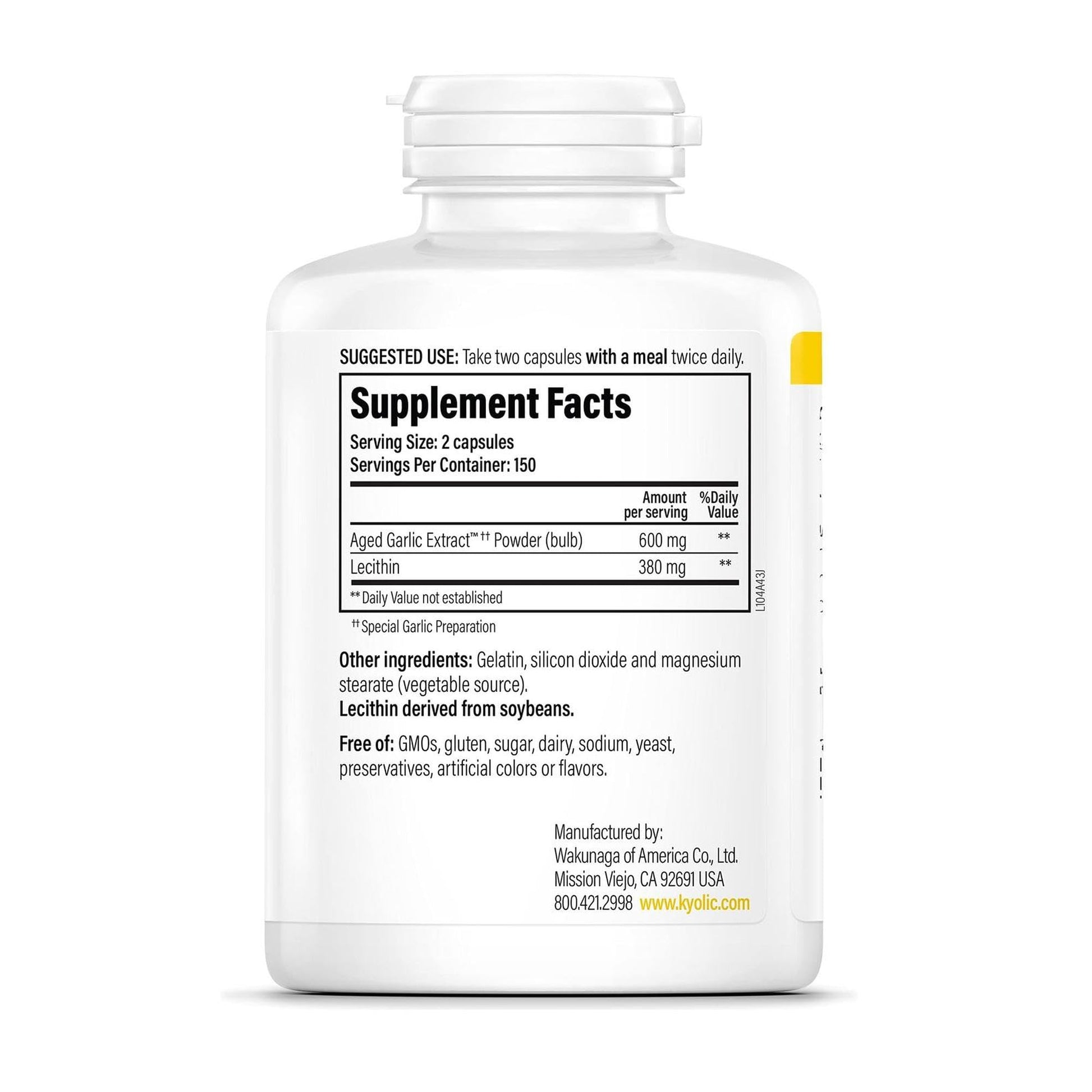 Kyolic Aged Garlic Extract Formula 104, Cholesterol Health*, 300 Capsules - dailyvitalstore